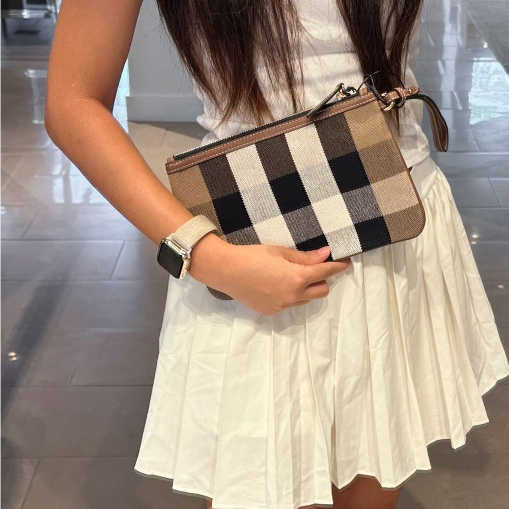 Burberry Checkered Clutch in Tan and Black
